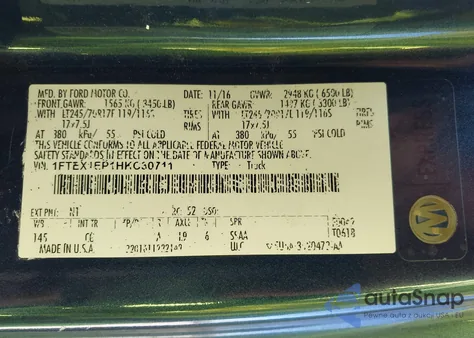 2017 Ford F-150 Xl from USA, damaged, VIN 1FTEX1EP1HKC30711